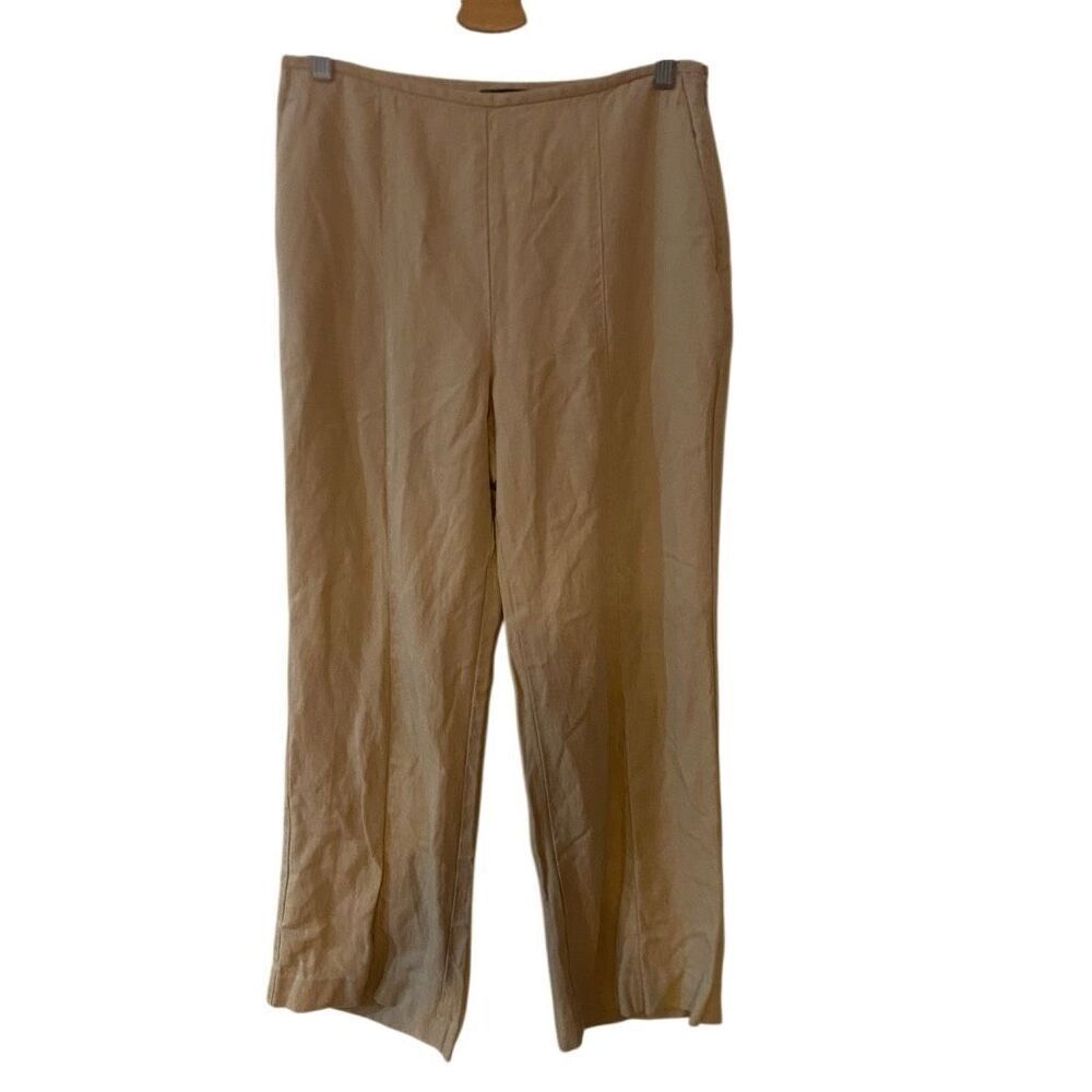 Ann Taylor Linen Blend side zip petite size 8 tan